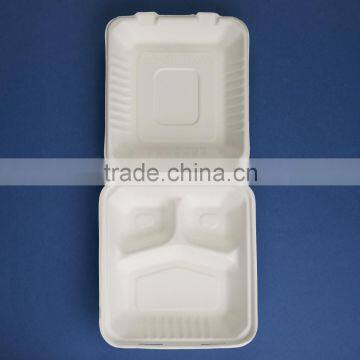 HL-88-3 Disposable Multi-compartments Bagasse Paper Fast Food Clamshell photo-3