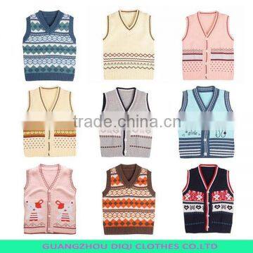 Korean style children wool vest cartoon applique knitting patterns kids sweater vest knit vest for girl