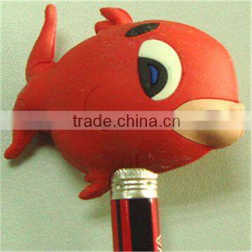 OEM fashion lovely red goldfish silicone pencil cap