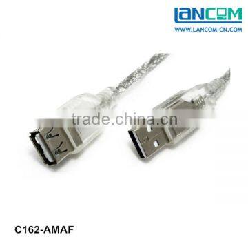 Gold plated transparent USB 2.0 extension cable AM/AF for PC