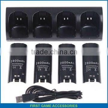 Black 4 Charger Dock Station + 4 Battery for Will Remote Contrellor