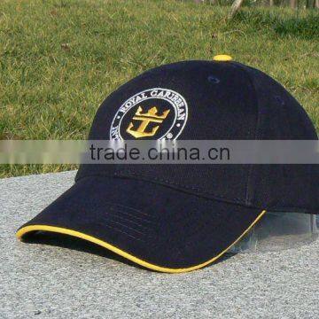 black 100% cotton brushed long brim golf cap with 3D embroidery