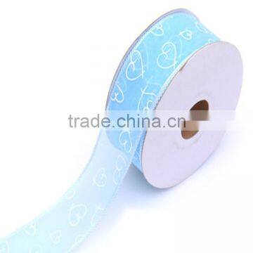 wholesale Colorful Printed Sheer Organza Ribbon For Hair bows