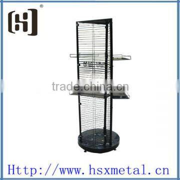 metal rotating store display stand with hooks HSX-S714 rotating wire display stands