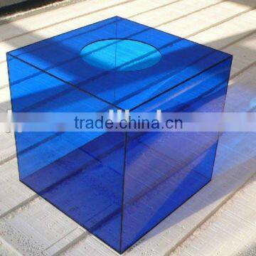 clear blue acrylic lottery box