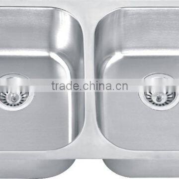 Deep Drawn Stainless Steel Double Bowl Kitchen Sink GR- 625