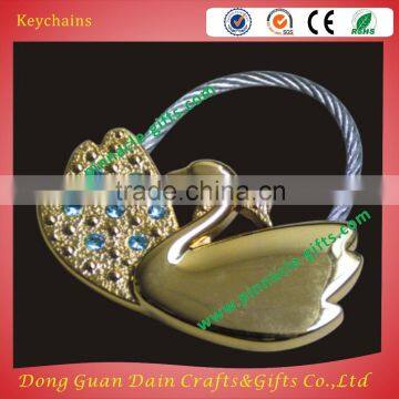 High quality swan with shining stone keychains