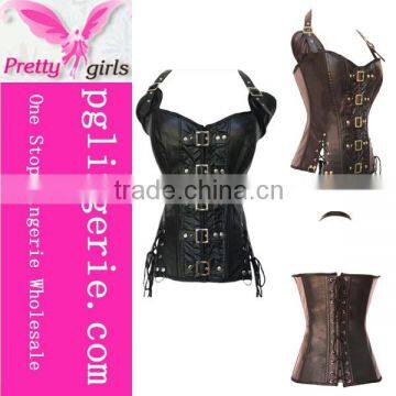 Black Faux Leather waist slimming corset and overbust corset