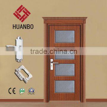High quality best price interior door mdf pvc laminated economic glass doors for bathroom,washroom