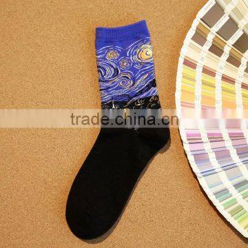 Wholesale teen tube socks fashionable men socks stone paintings series of men's socks Male tube socks wholesale cotton stockings