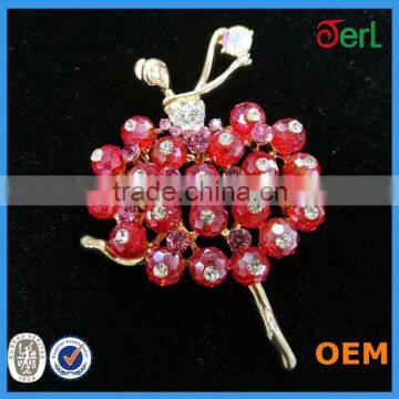 Hot Sales Luxury Colorful Diamond Temperament Girl Ballet Dance Brooch for ladies