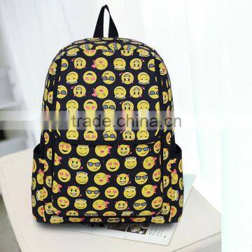 Emoji Printed High School Bag Backpack,smile Face Canvas Daypack Backpack Cool Cute Emoji Backpack photo-3