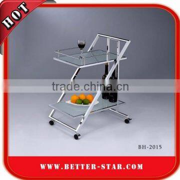 Wholesale 2-tier Square Tube Stainless Steel Food Service Trolley,Kitchen Cart,Espresso Cart For Sale