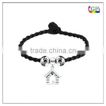 Customized alloy dog house bead Woven Bracelet