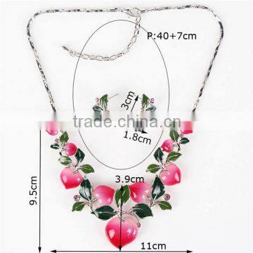 Cheap Europe Brand Statement Necklace and Resin Earring Jewelry Set Peach Fruit for Girl photo-6