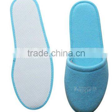 blue terry closed toe washable hotel slipper