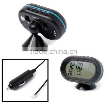 Brand New 12-24V Digital Auto Car Thermometer + Car Battery Voltmeter Voltage Meter Tester Monitor + Noctilucous Clock photo-4