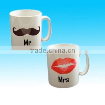 Decal Ceramic couple mugs cups for valentine day gift