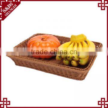Cheap Wholesale Large Size Bread Dispaly Basket PE Wicker Hand Weave Bakery Baskets photo-3
