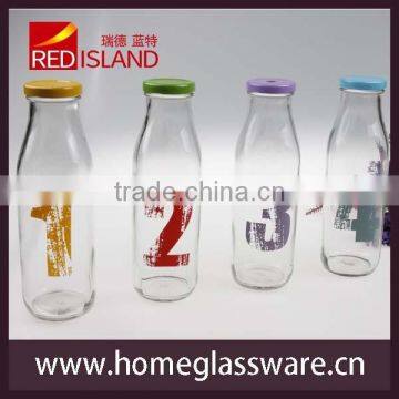 Digital design large glass milk bottle juice bottle with decal