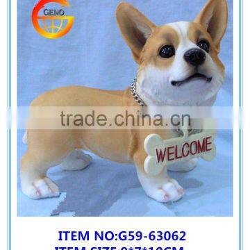 hot selling mini fiberglass dog welcome statues