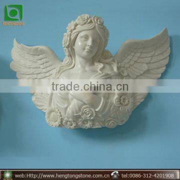 Indoor Decorative White Marble Angel Wall Hanging Sculpture photo-1