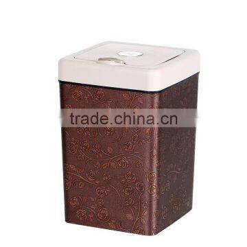 European Style Plastic Trash Can Bucket Square With Lid Trash Bin 13L photo-5