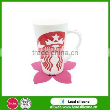 Eco-friendly custom flower shape heat resistant anti-slide silicone cup coaster ,silicone cup mat