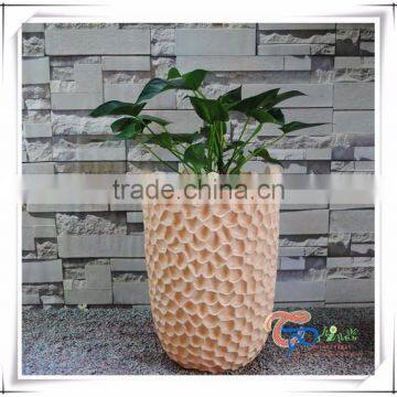 Hand Carved Furniture Orange Floor Vase Flower Pot