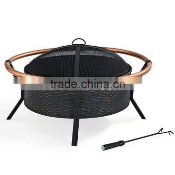 Stainless Steel Black Fire Pit with Copper Ring