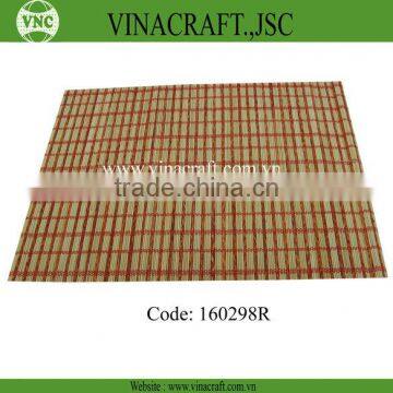 Red woven bamboo dining mat