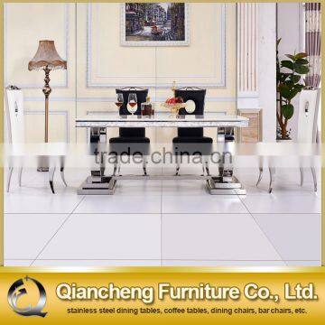 8 Seaters Dining Room Table Marble Top Stainless Steel