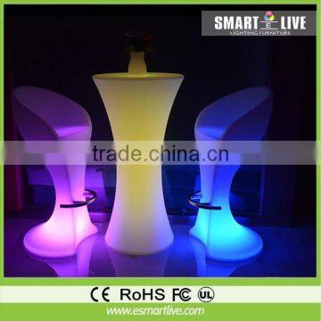 Modern furniture plastic led glowing colorful bar table