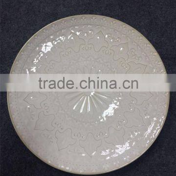 Wholesale embossment ceramic catering dinner plates