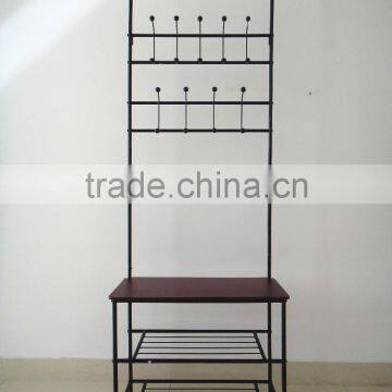 RH-4825 ENTRY WAY Hall Tree Bench Furniture Hook Hanger ORGANIZER Standing Coat Shoe Clothes Rack photo-2