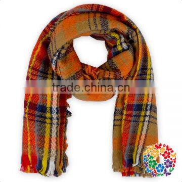 Yellow Blue White Checks Designs Scarf and Shawls Wholesale Women Scarf Pashmina photo-3