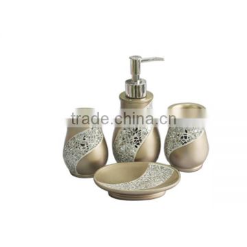 4 PCS High Quality Chrome Resin Crackle Mosaic Glass Bathroom Accessories