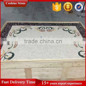 Mixed White Brown Marble Mosaic Border Inlay Floor Tiles photo-2