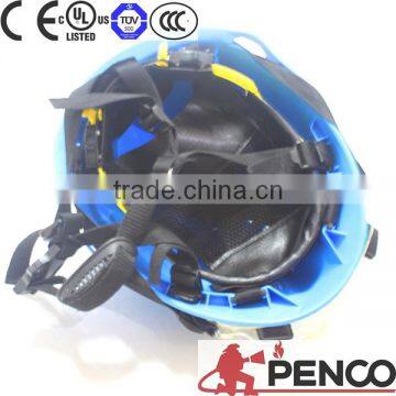 Fire Fighting Black Helmet Safe Wearing Fireman Workers Use Driving Head Protected photo-4
