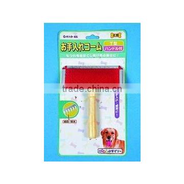 BRUSH FOR DOG W/WOODEN HANDLE CARDED