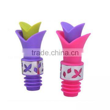 Eco-Friendly Feature Bar Accessories Type lily shape Bar Accessories Type and Silicone Material Silicone Wine Bottle Stopper