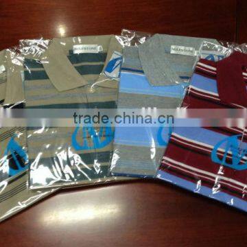 Men's Polo T-shirt , stripe design ,opp bag packing---different design