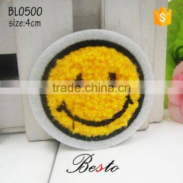 New latest beautiful smile fabric embroidery patch for baby girl dresses