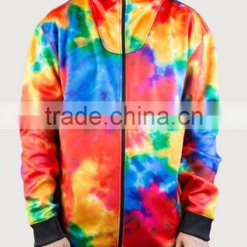 All-over printing men hoodie with front zipper