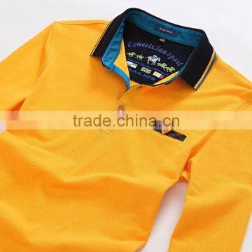 2016 Long Sleeve Blank Double Mercerized Cotton Polo Shirt photo-2