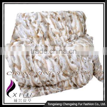 CX-D-11H Top Quality Home/Hotel Carpet Patchwork Rabbit Fur Fur Throw Blanket photo-5