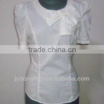 elegant office lady style white shirt with bowknot