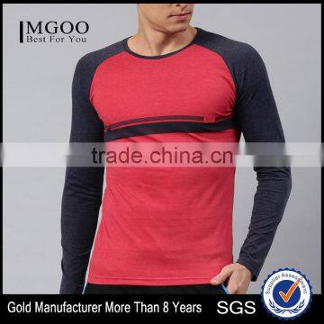 Men Red Navy Blue T-Shirt Custom Color Round Neck Long Raglan Sleeves Bodybuilding Tee 60% Cotton 40% Polyester Material