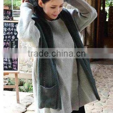 new design acrylic winter ladies knitted hooded scarf with pockets