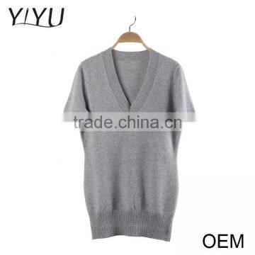 Wholesale Custom Winter Women Comfortable Solid Color v Neck Cashmere Pullover photo-5